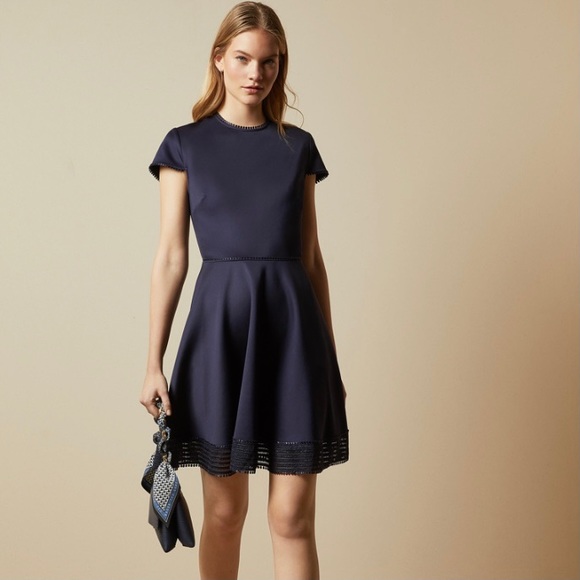 Ted Baker Dresses & Skirts - Ted Baker Rohdia Mesh Detail Skater Dress Navy 4